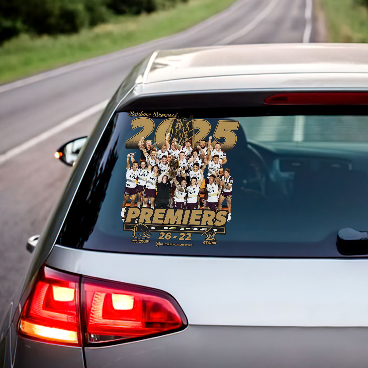 Brisbane Broncos 2025 NRL Premiers 3D Car Sticker – HOATT14008