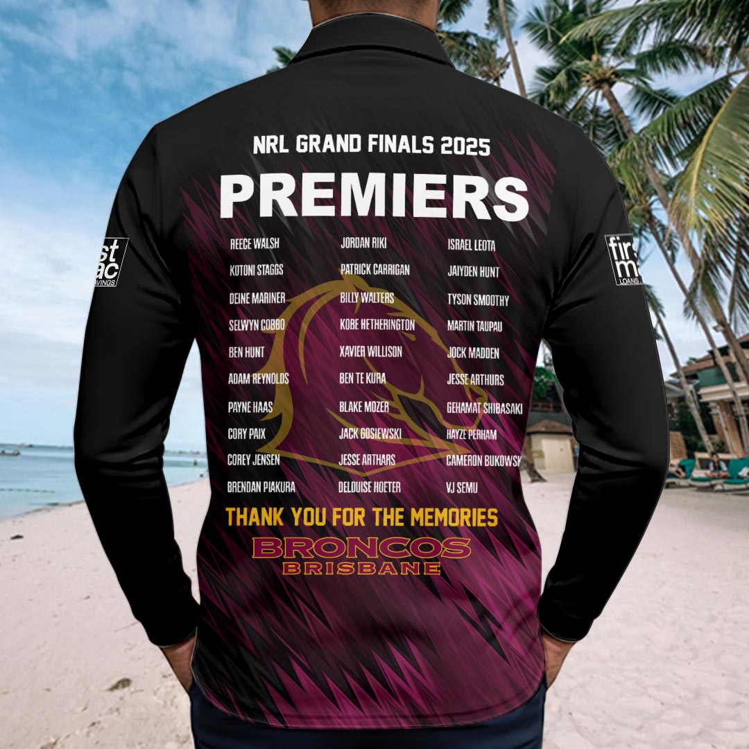 Brisbane Broncos 2025 NRL Premiers Zip Polo Shirt – HOATT15878