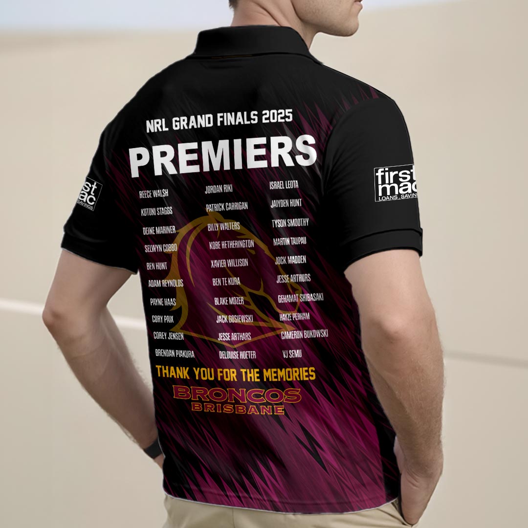 Brisbane Broncos 2025 NRL Premiers Zip Polo Shirt – HOATT15878