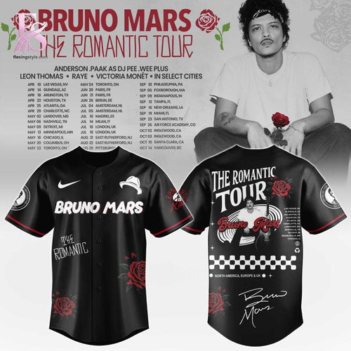 Bruno Mars Romantic World Tour Baseball Jersey