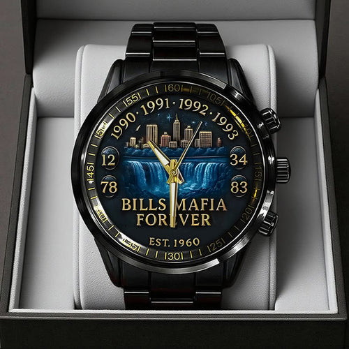 Buffalo Bills 65th Anniversary 2025 Black Stainless Steel Watch – TANTN16091