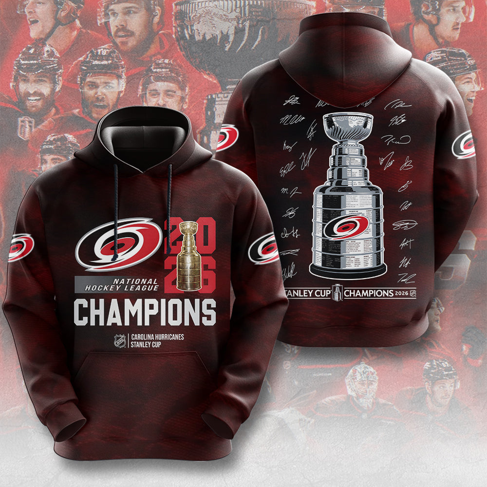 Carolina Hurricanes 2026 Stanley Cup Champions 3D Apparel – TMTHU6812