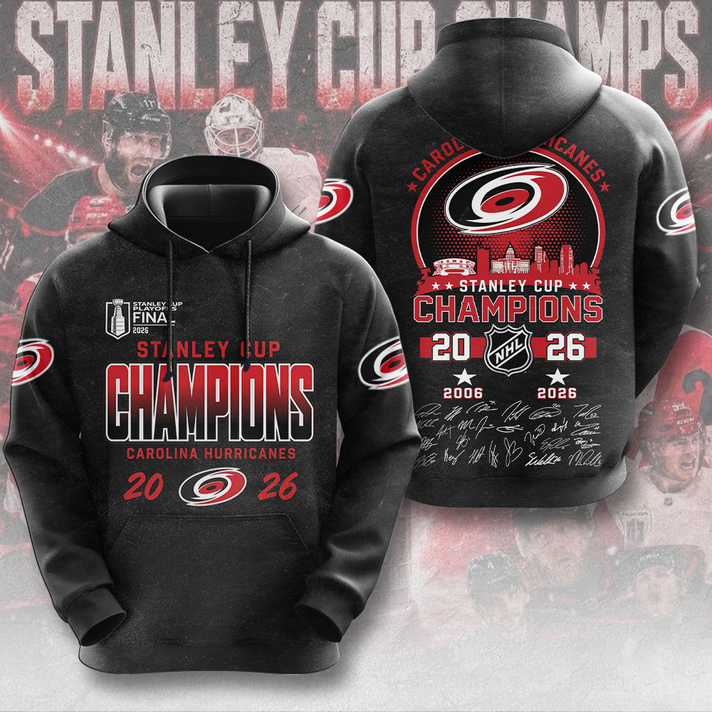 Carolina Hurricanes 2026 Stanley Cup Champions 3D Apparel – TMTHU6967