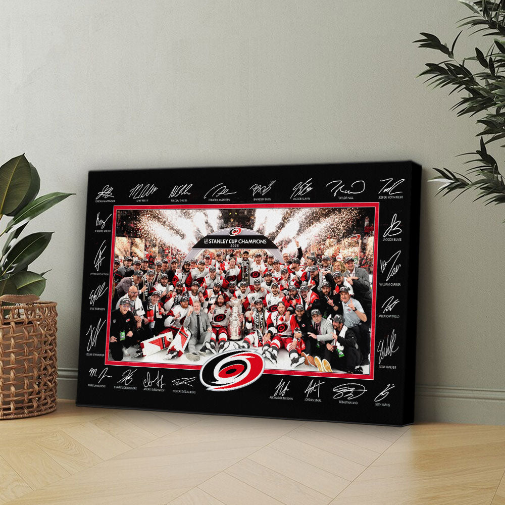 Carolina Hurricanes 2026 Stanley Cup Champions Rectangle Canvas With Inner Frame – HOATT18638