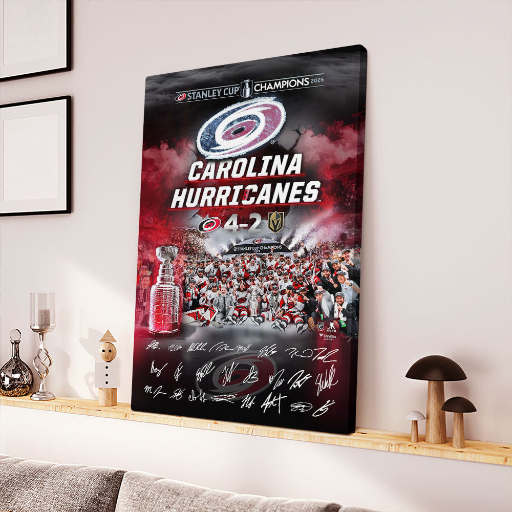 Carolina Hurricanes 2026 Stanley Cup Champions Rectangle Canvas With Inner Frame – HOATT18787