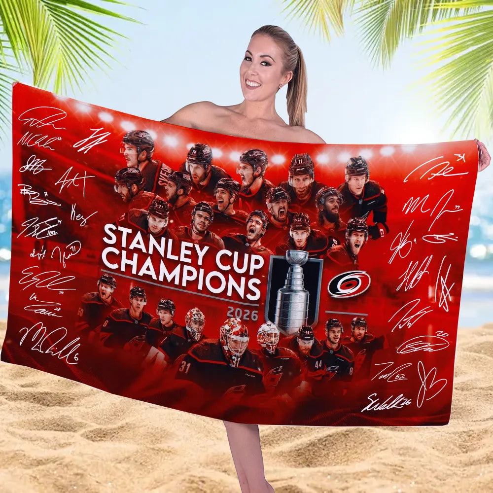 Carolina Hurricanes 2026 Stanley Cup Champions Rectangle Beach Towel – TMTHU6849