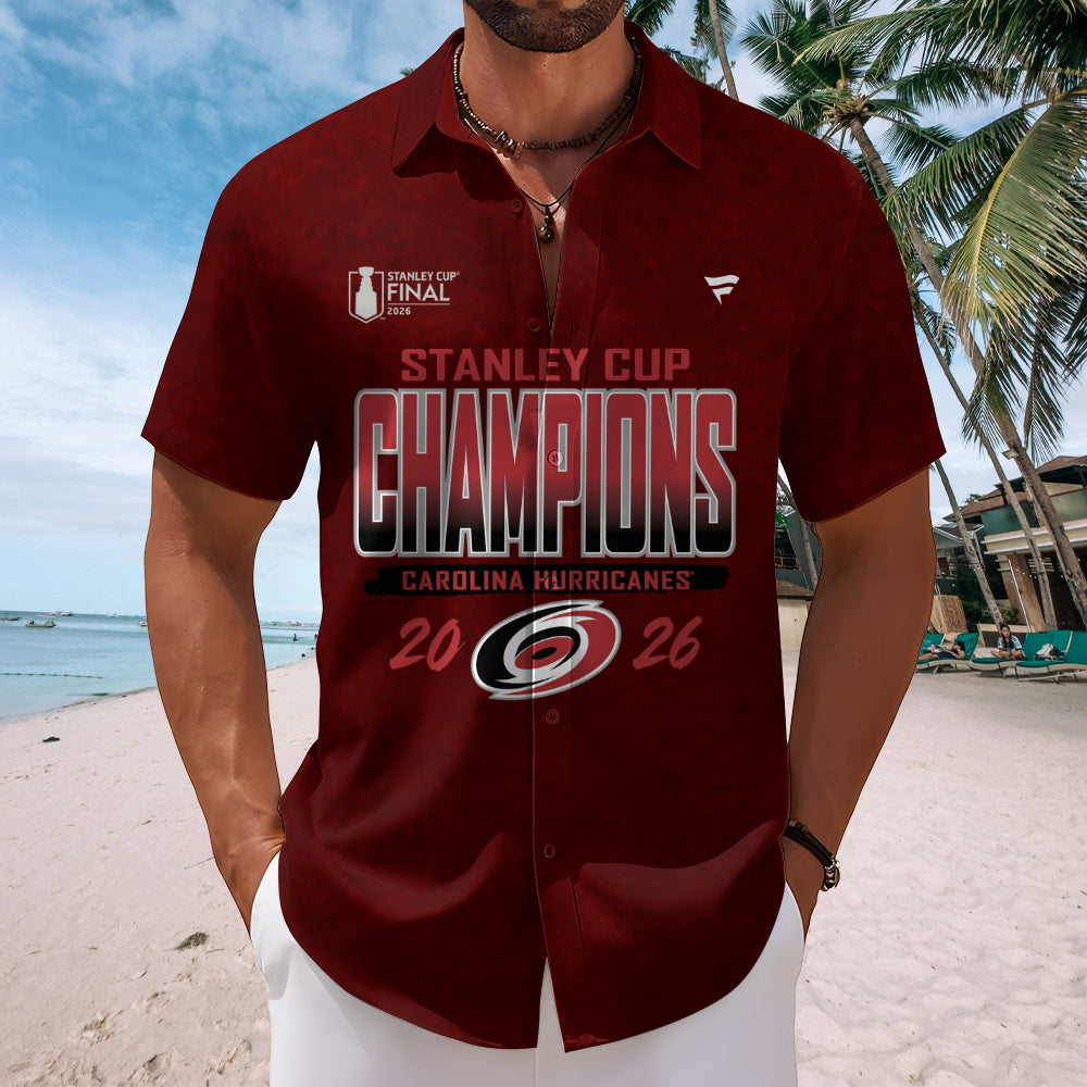 Carolina Hurricanes 2026 Stanley Cup Champions Short Sleeve Button-Down Shirt – TMTHU6931