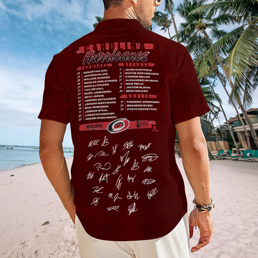 Carolina Hurricanes 2026 Stanley Cup Champions Short Sleeve Button-Down Shirt – TMTHU6931