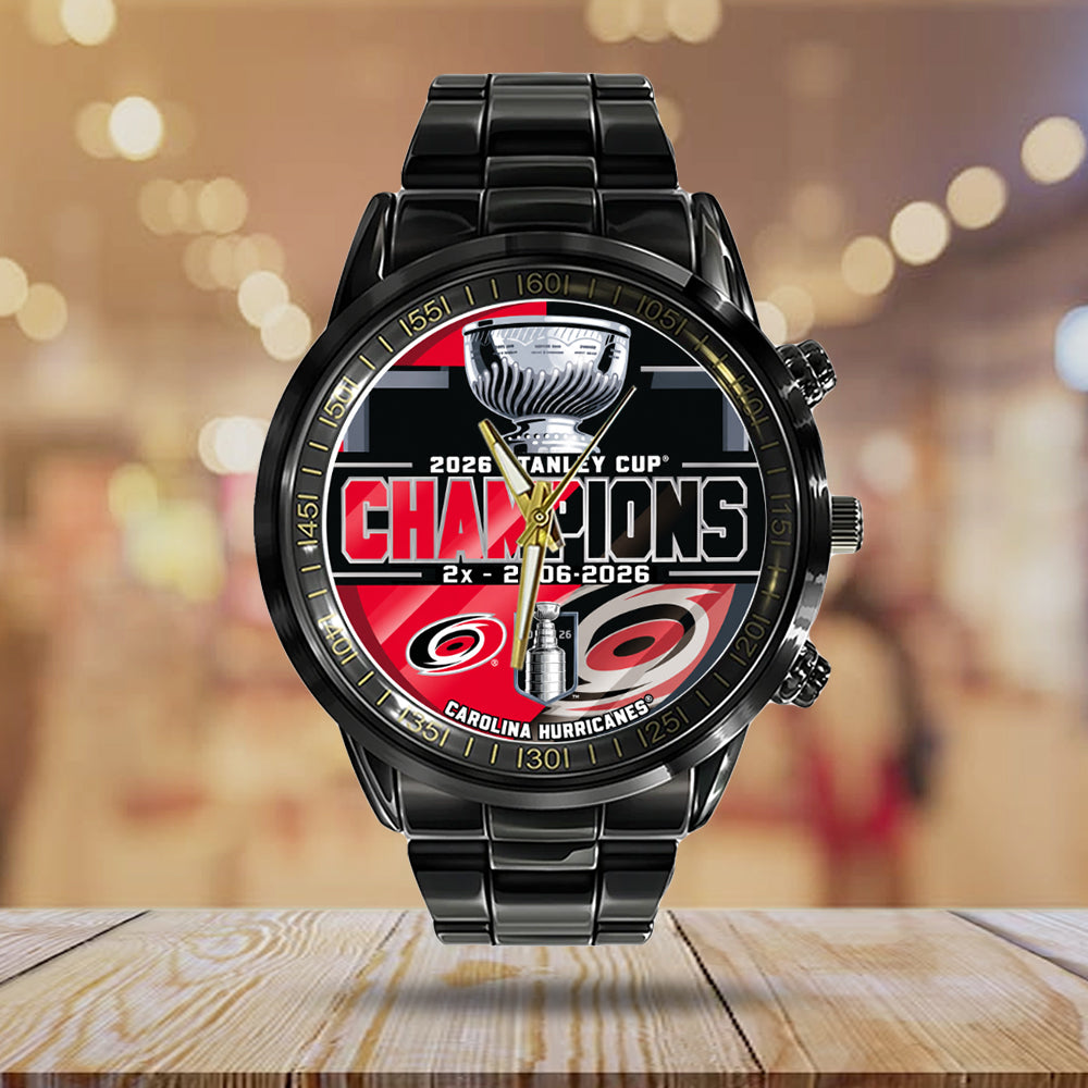 Carolina Hurricanes Black Stainless Steel Watch – GNE7091
