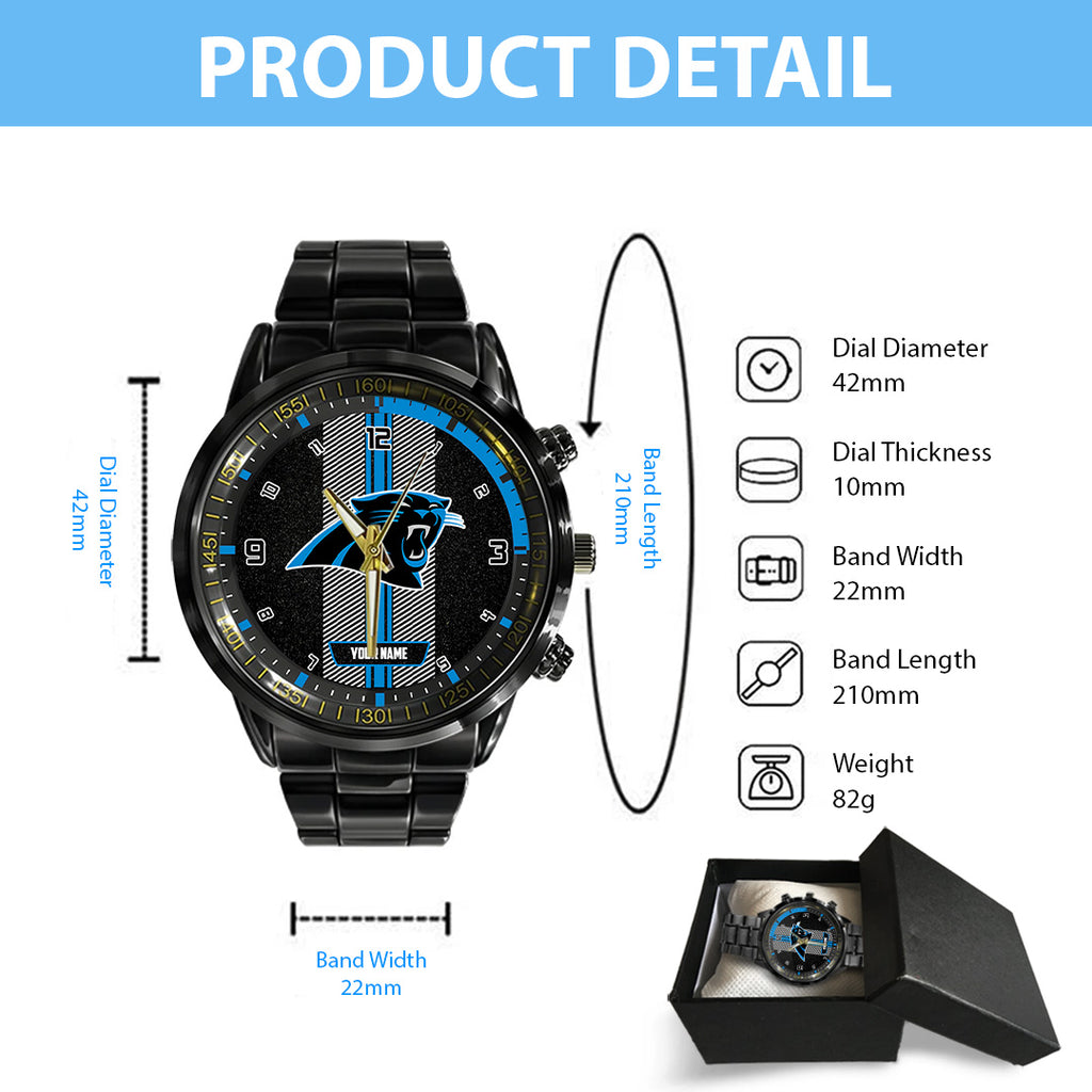 Personalized Carolina Panthers Black Stainless Steel Watch – TANTN16007
