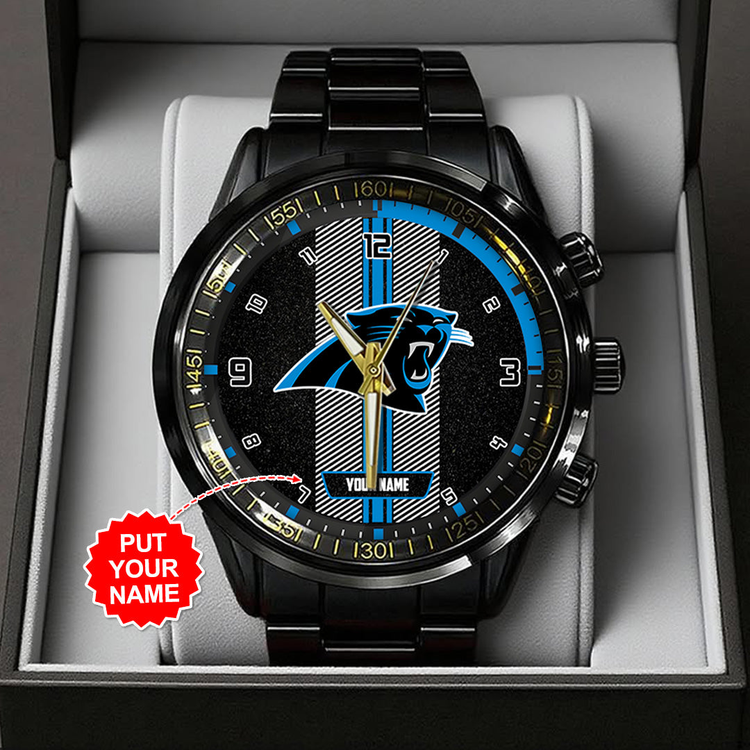 Personalized Carolina Panthers Black Stainless Steel Watch – TANTN16007