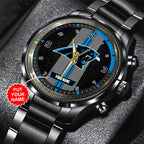 Personalized Carolina Panthers Black Stainless Steel Watch – TANTN16007