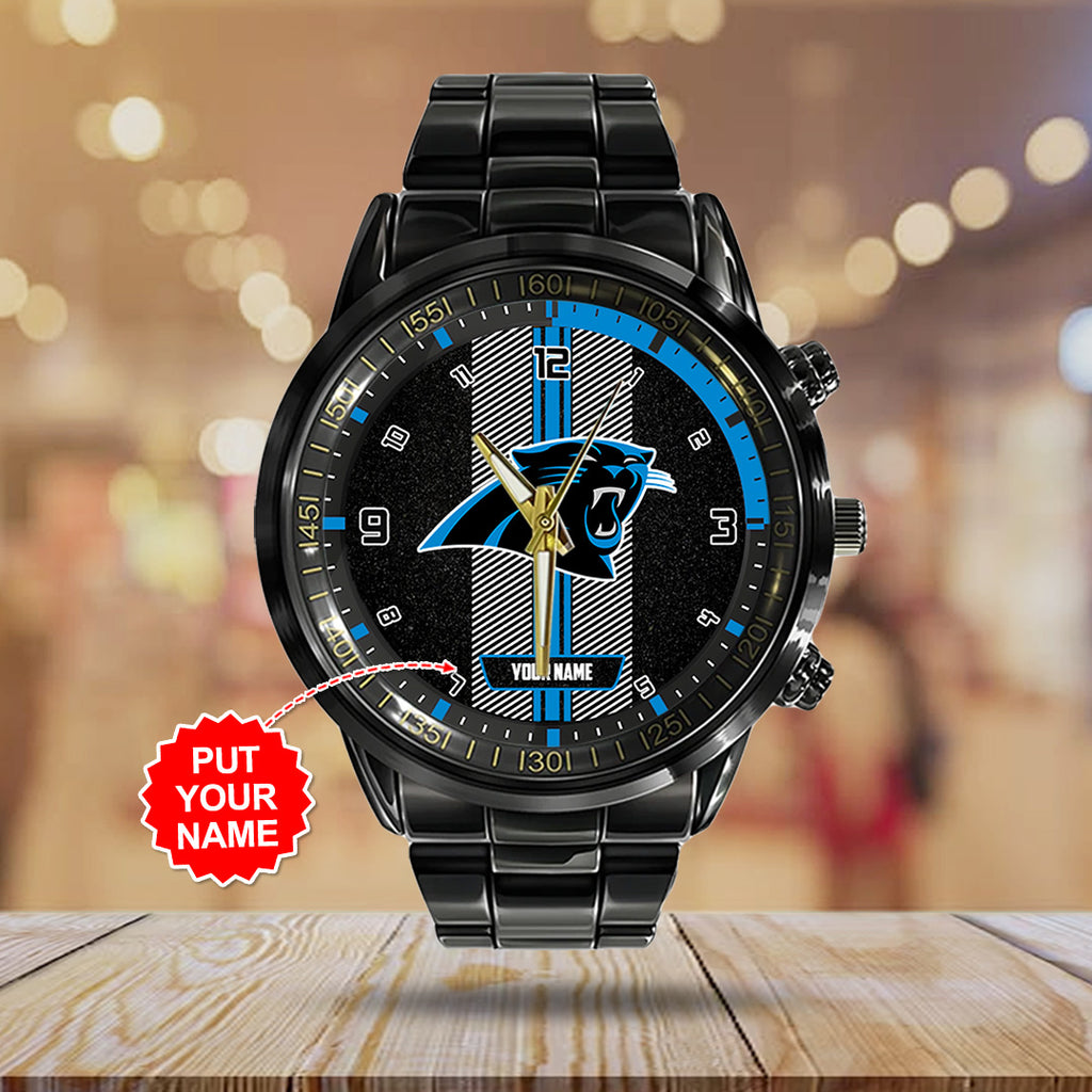 Personalized Carolina Panthers Black Stainless Steel Watch – TANTN16007