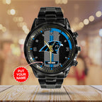 Personalized Carolina Panthers Black Stainless Steel Watch – TANTN16007