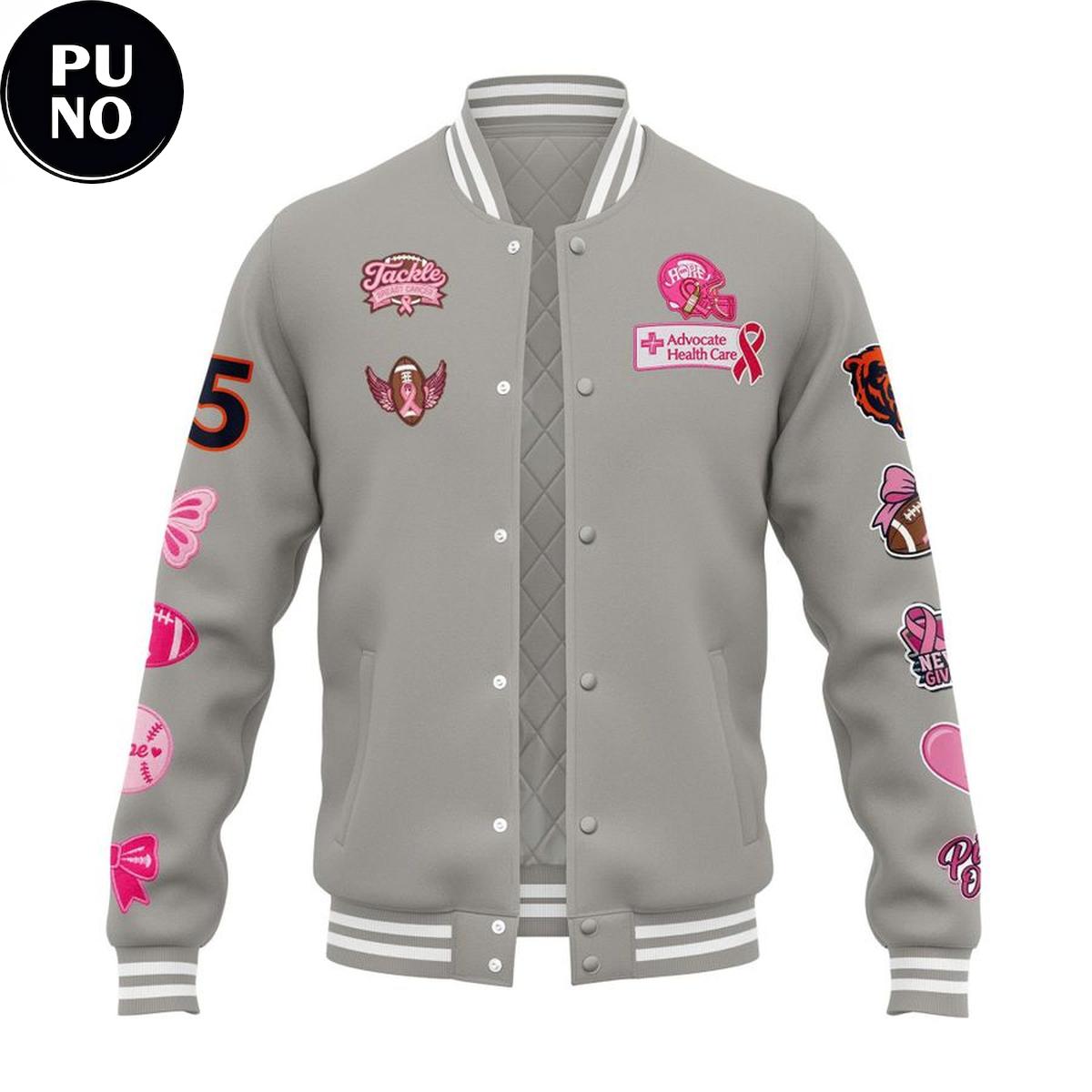 Chicago Bears 2026 Real Bears Fans Wear Pink Baseball Jacket