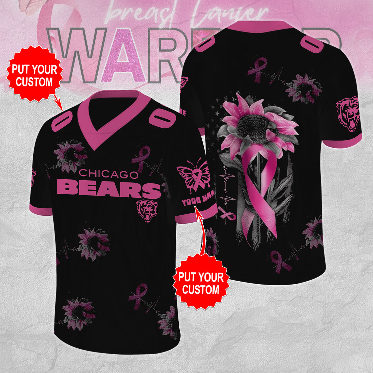 Personalized Chicago Bears x Breast Cancer Awareness 3D Football Jersey – MAITM12840