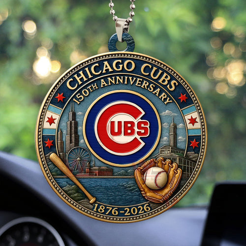 Chicago Cubs 150th Anniversary Custom Shape 2-sided Acrylic Car Ornament – HOATT13527