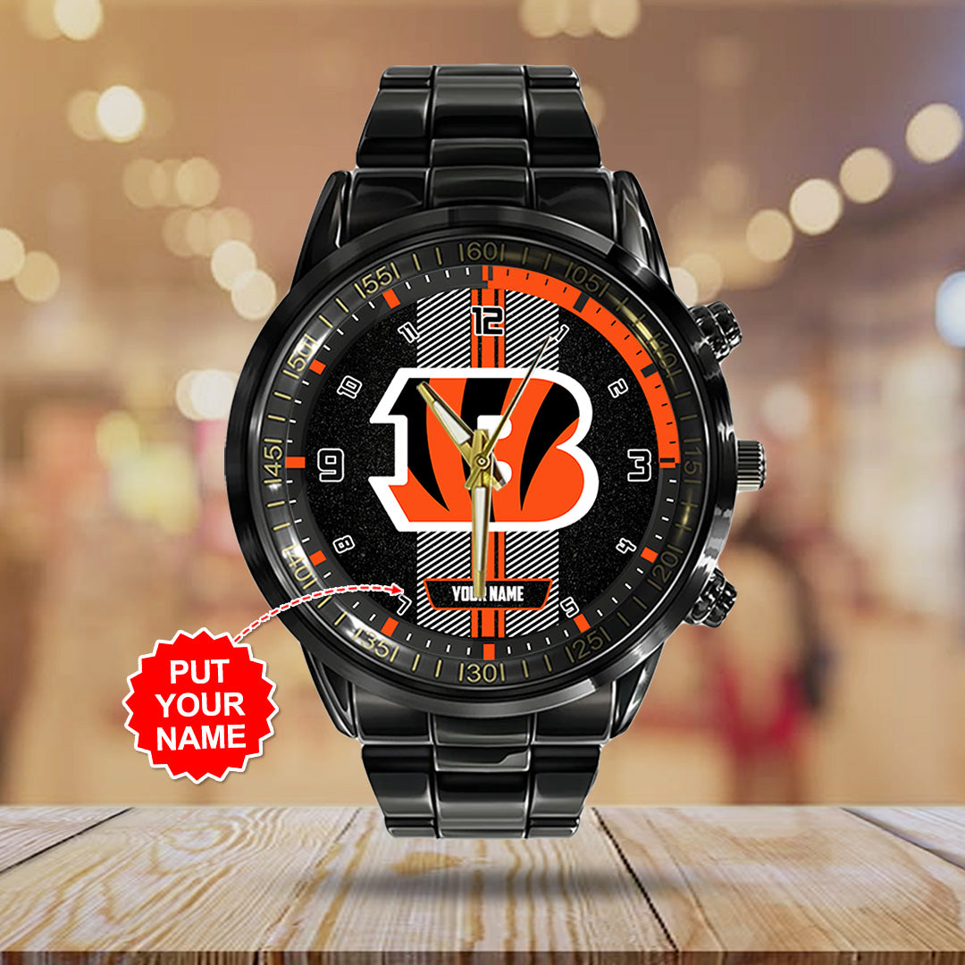Personalized Cincinnati Bengals Black Stainless Steel Watch – TANTN16008
