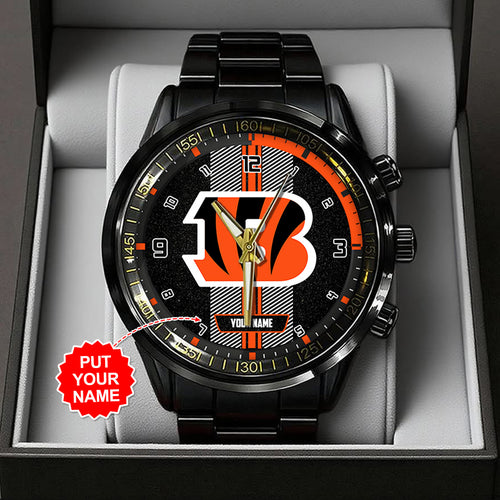 Personalized Cincinnati Bengals Black Stainless Steel Watch – TANTN16008