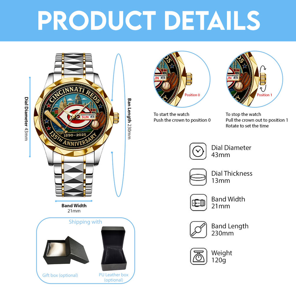 Cincinnati Reds Alloy Luxury Quartz Watch – HOATT13496