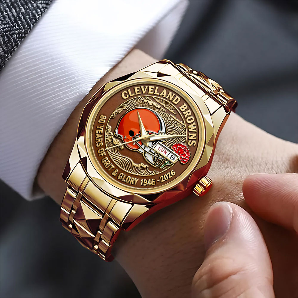 Cleveland Browns 80th Anniversary Alloy Luxury Quartz Watch – MAITM14871