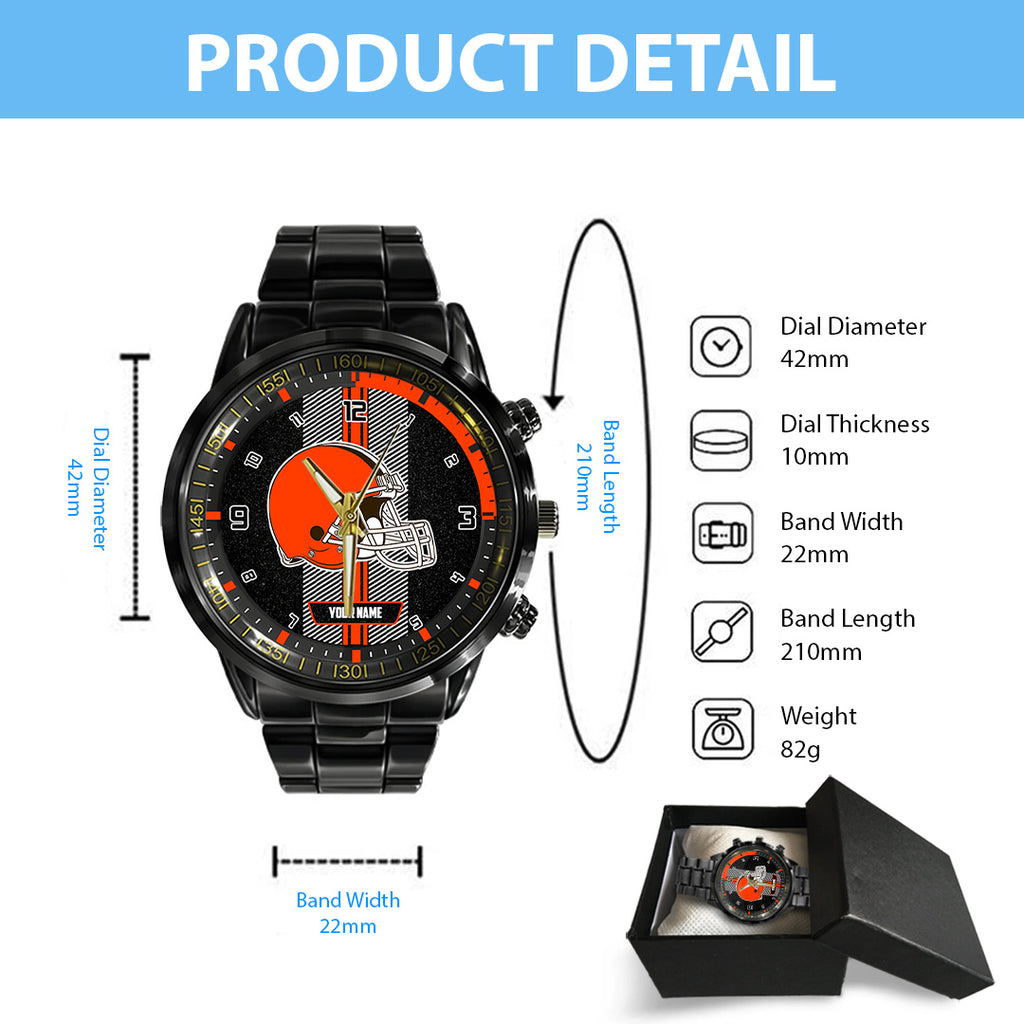 Personalized Cleveland Browns Black Stainless Steel Watch – TANTN16010