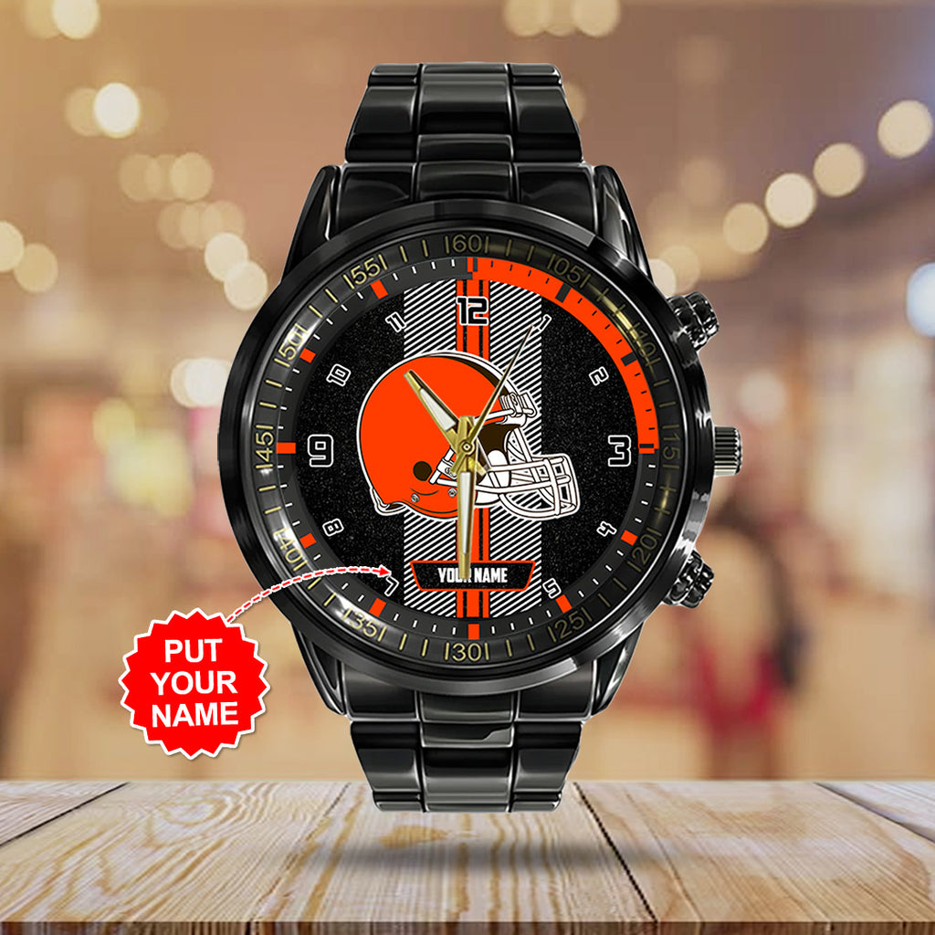 Personalized Cleveland Browns Black Stainless Steel Watch – TANTN16010
