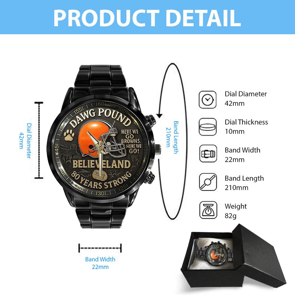 Cleveland Browns Black Stainless Steel Watch – TANTN16835