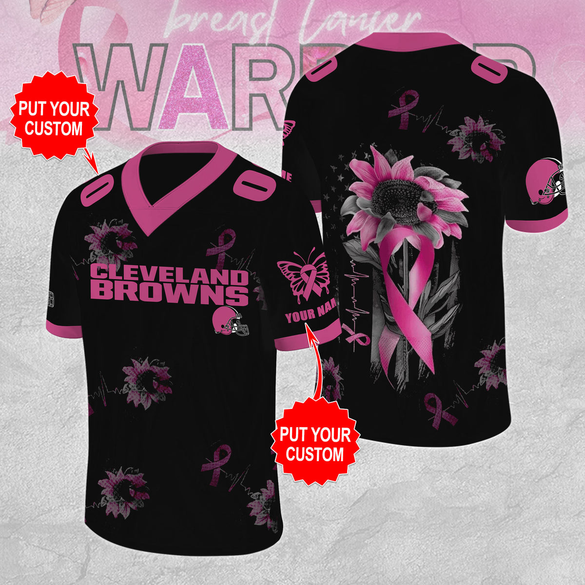 Personalized Cleveland Browns x Breast Cancer Awareness 3D Football Jersey – MAITM12842