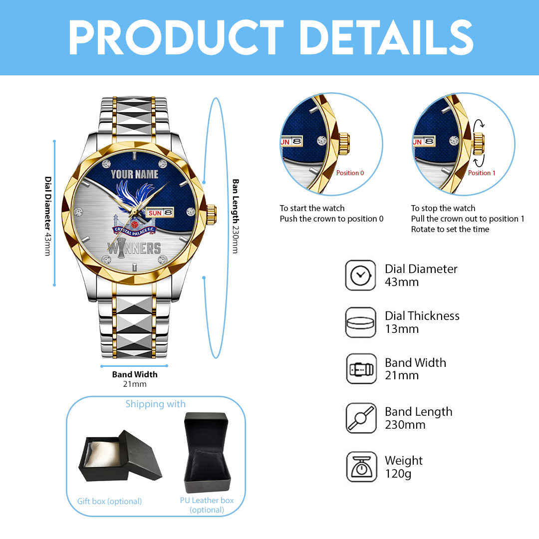 Personalized Crystal Palace FC 2026 UEFA Conference League Winners Alloy Luxury Quartz Watch – HOATT18590