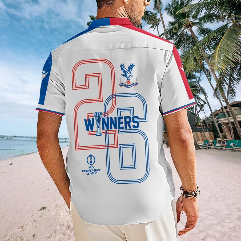 Crystal Palace FC 2026 UEFA Conference League Winners Short Sleeve Button-Down Shirt – HOATT18560