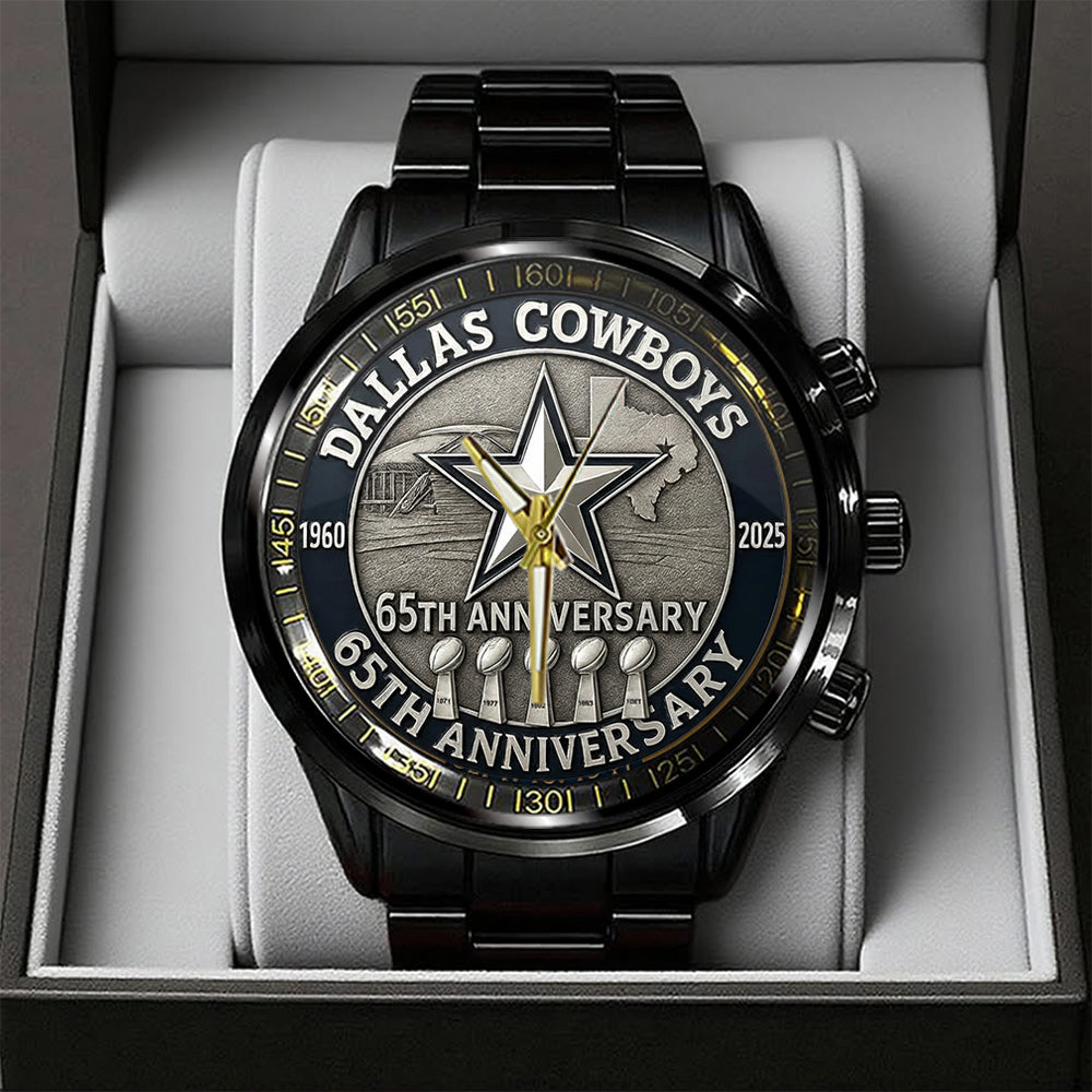 Dallas Cowboys 65th Anniversary 2025 Black Stainless Steel Watch – TANTN17052