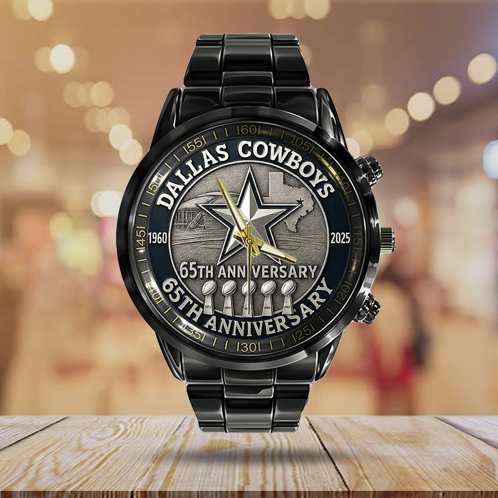 Dallas Cowboys 65th Anniversary 2025 Black Stainless Steel Watch – TANTN17052
