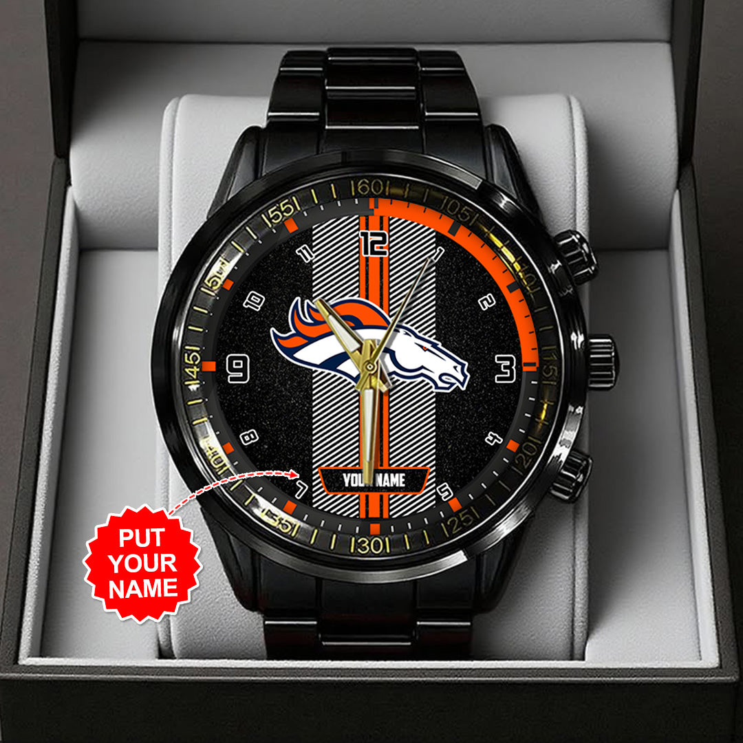 Personalized Denver Broncos Black Stainless Steel Watch – TANTN16012