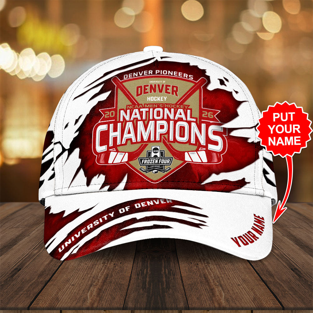 Personalized Denver Pioneers 2026 Men's Ice Hockey National Champions Classic Cap – TANTN22376