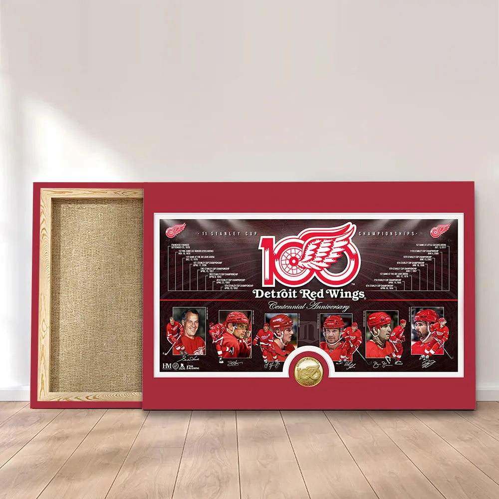 Detroit Red Wings 100th Anniversary Rectangle Canvas With Inner Frame – TANTN21498
