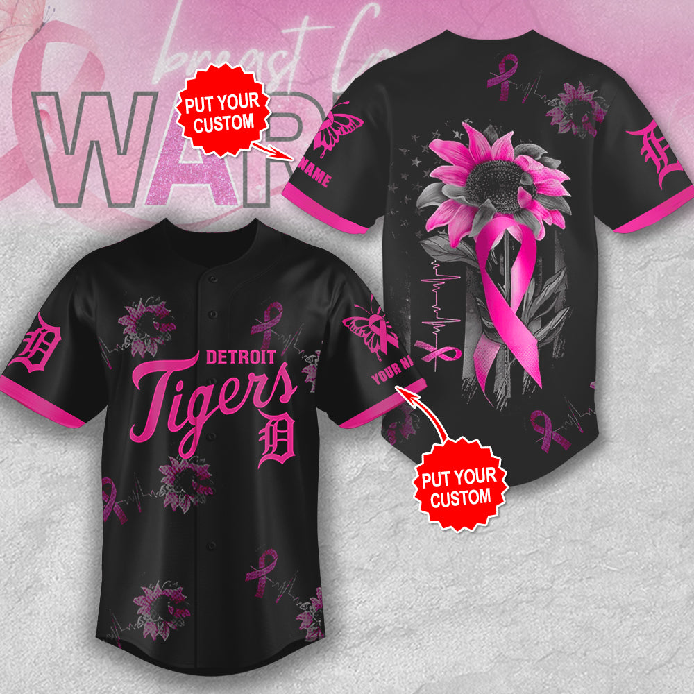 Personalized Detroit Tigers x Breast Cancer Awareness Baseball Jersey – MAITM12922