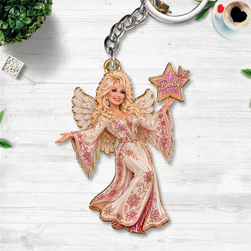 Dolly Parton Custom Shape 2-sided Keychain – HOATT20842