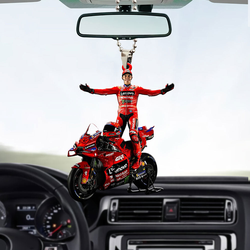 Ducati Lenovo Team x Marc Márquez Custom Shape 2-sided Acrylic Car Ornament – MAITM13287