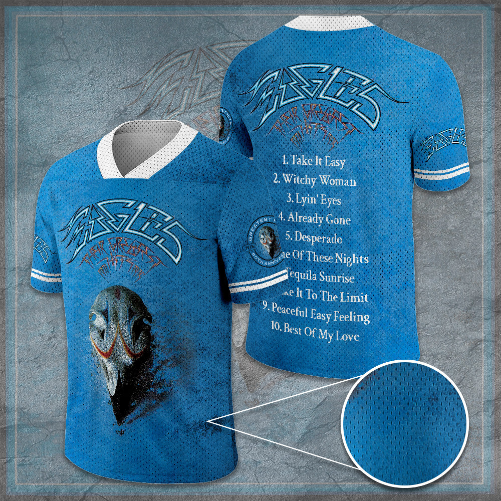 Eagles Band Their Greatest Hits 50th Anniversary 3D V-Neck Mesh Jersey – GNE7677