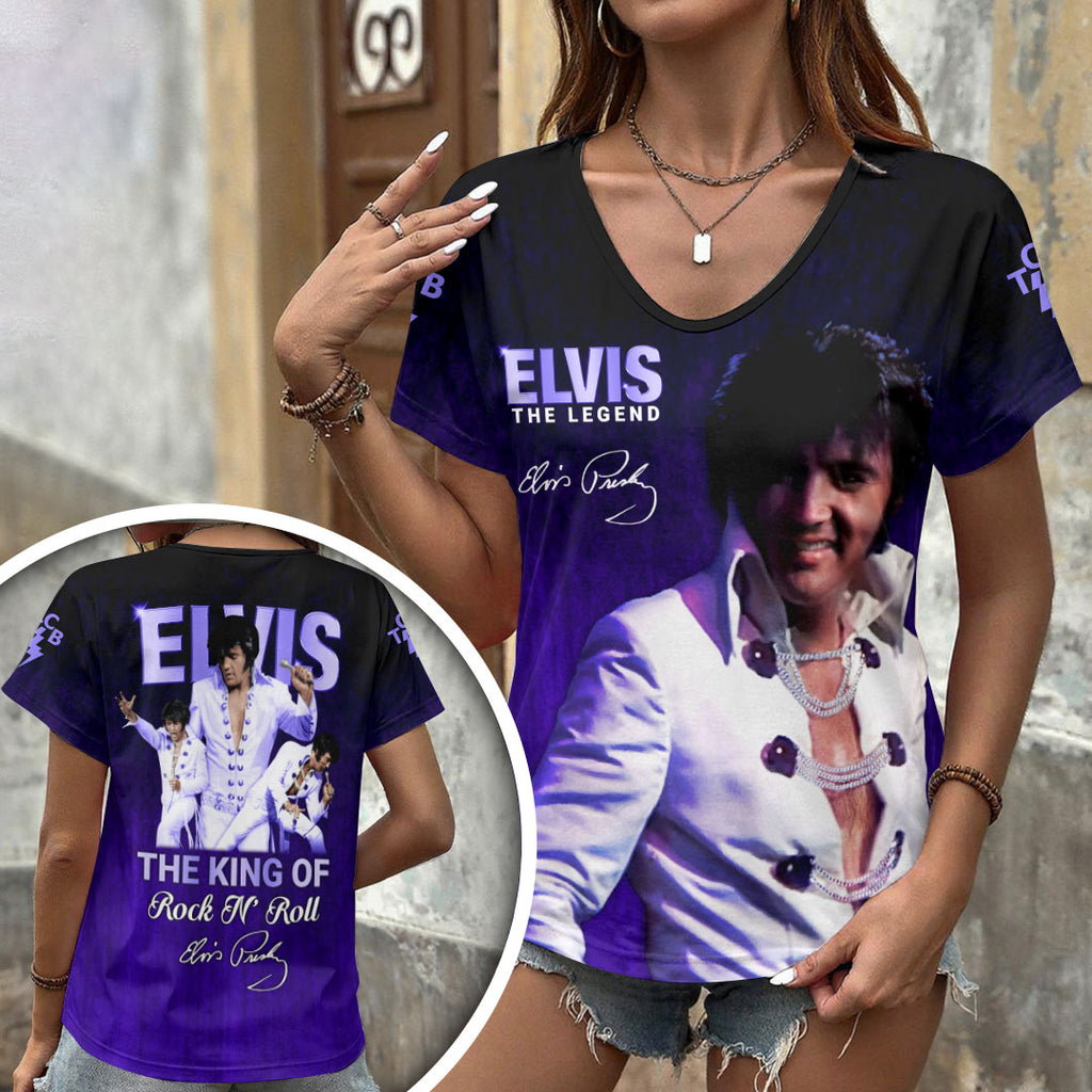 Elvis Presley 3D Women's V-Neck T-Shirt – GNE6833