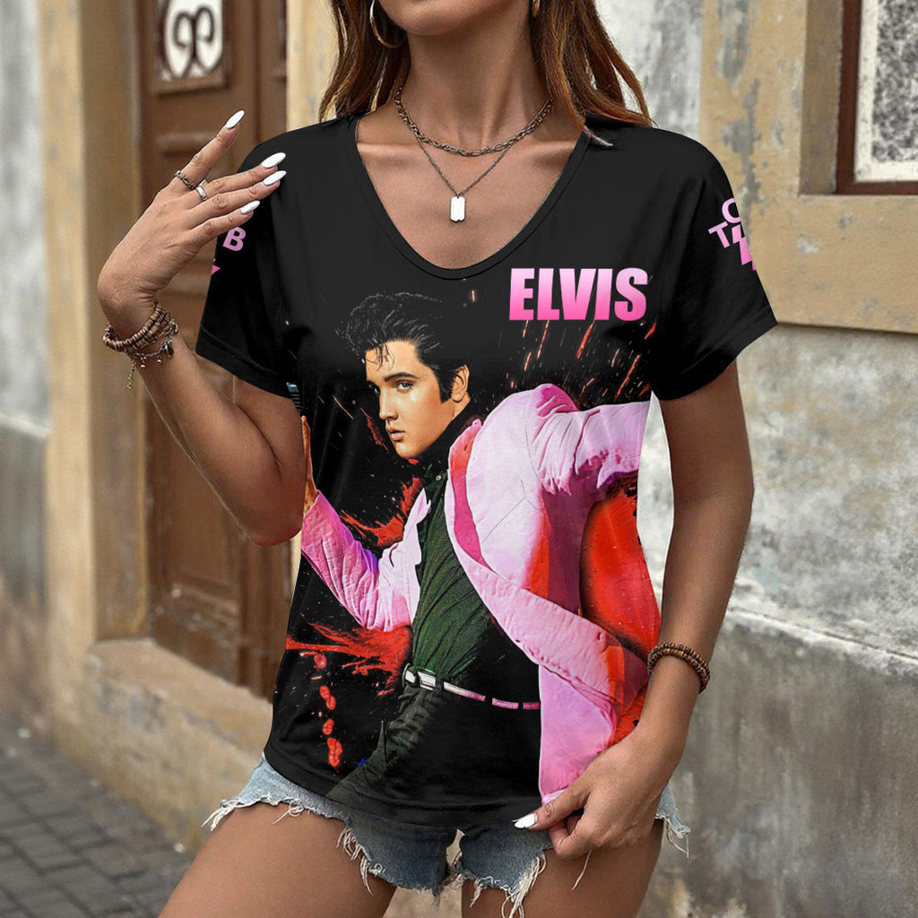 Elvis Presley 3D Women's V-Neck T-Shirt – GNE6837
