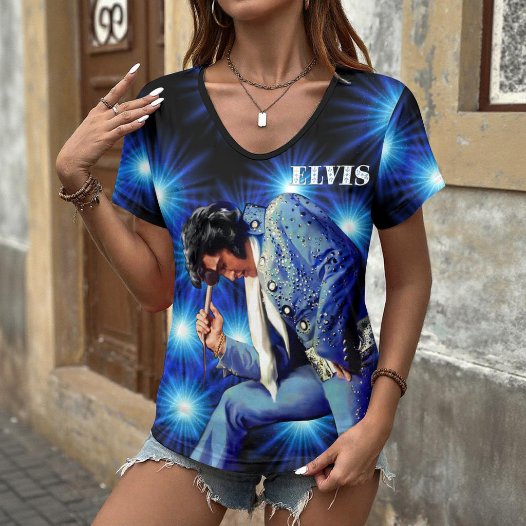 Elvis Presley 3D Women's V-Neck T-Shirt – HOATT17327