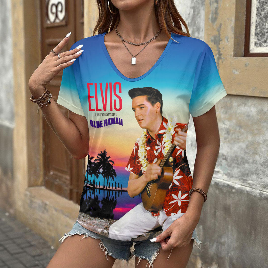 Elvis Presley 3D Women's V-Neck T-Shirt – HOATT18289