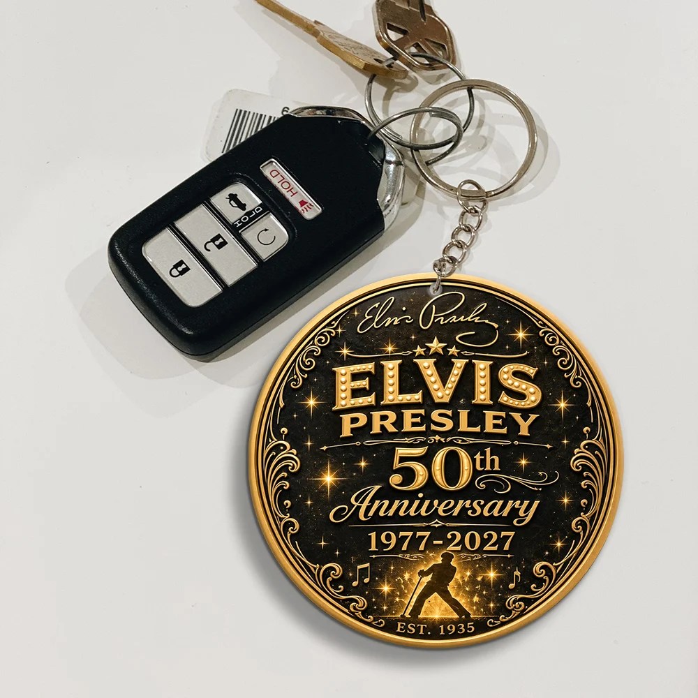 Elvis Presley 50th Anniversary 2027 Custom Shape 2-sided Keychain – MAITM15474