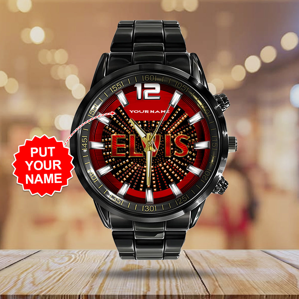 Personalized Elvis Presley Black Stainless Steel Watch – TANTN 7947