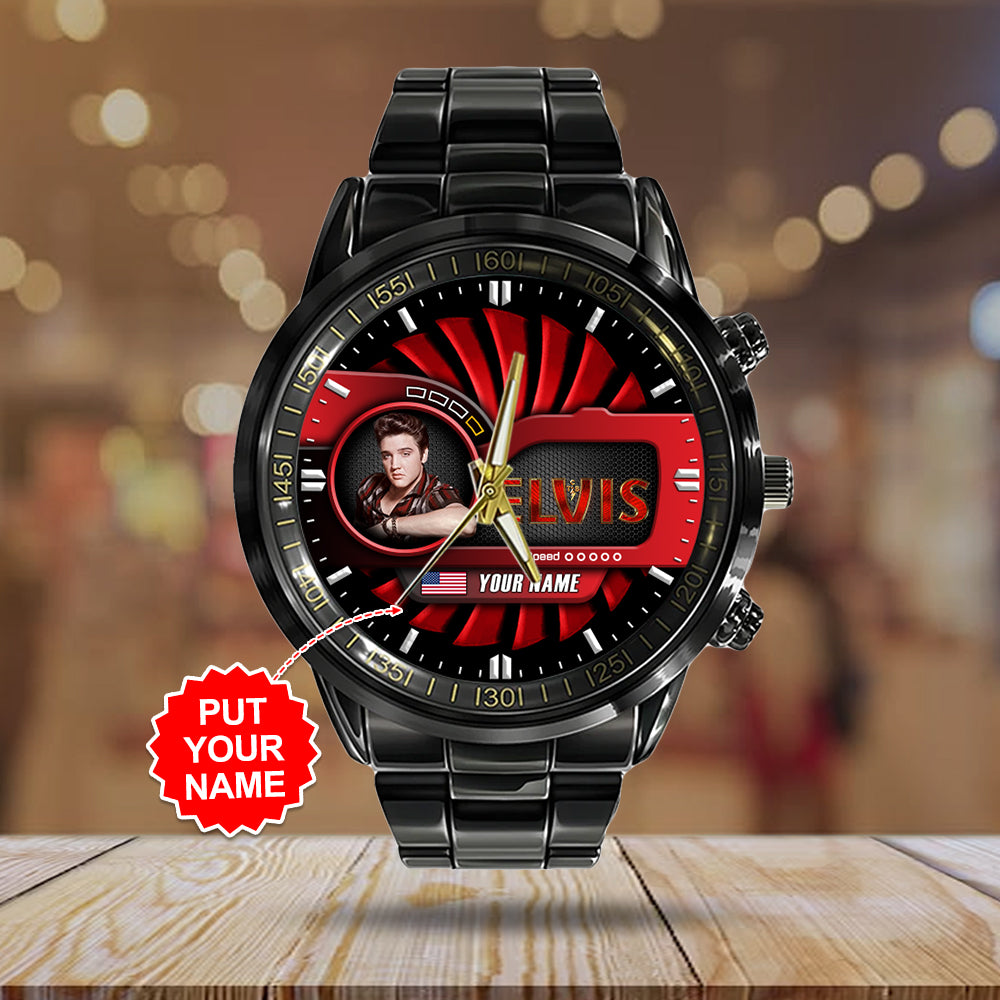 Personalized Elvis Presley Black Stainless Steel Watch – TANTN 7949