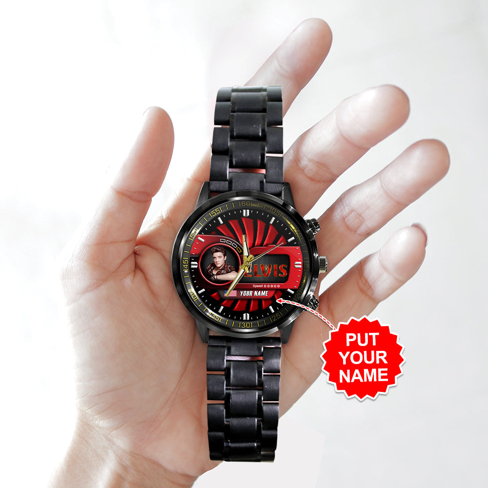 Personalized Elvis Presley Black Stainless Steel Watch – TANTN 7949