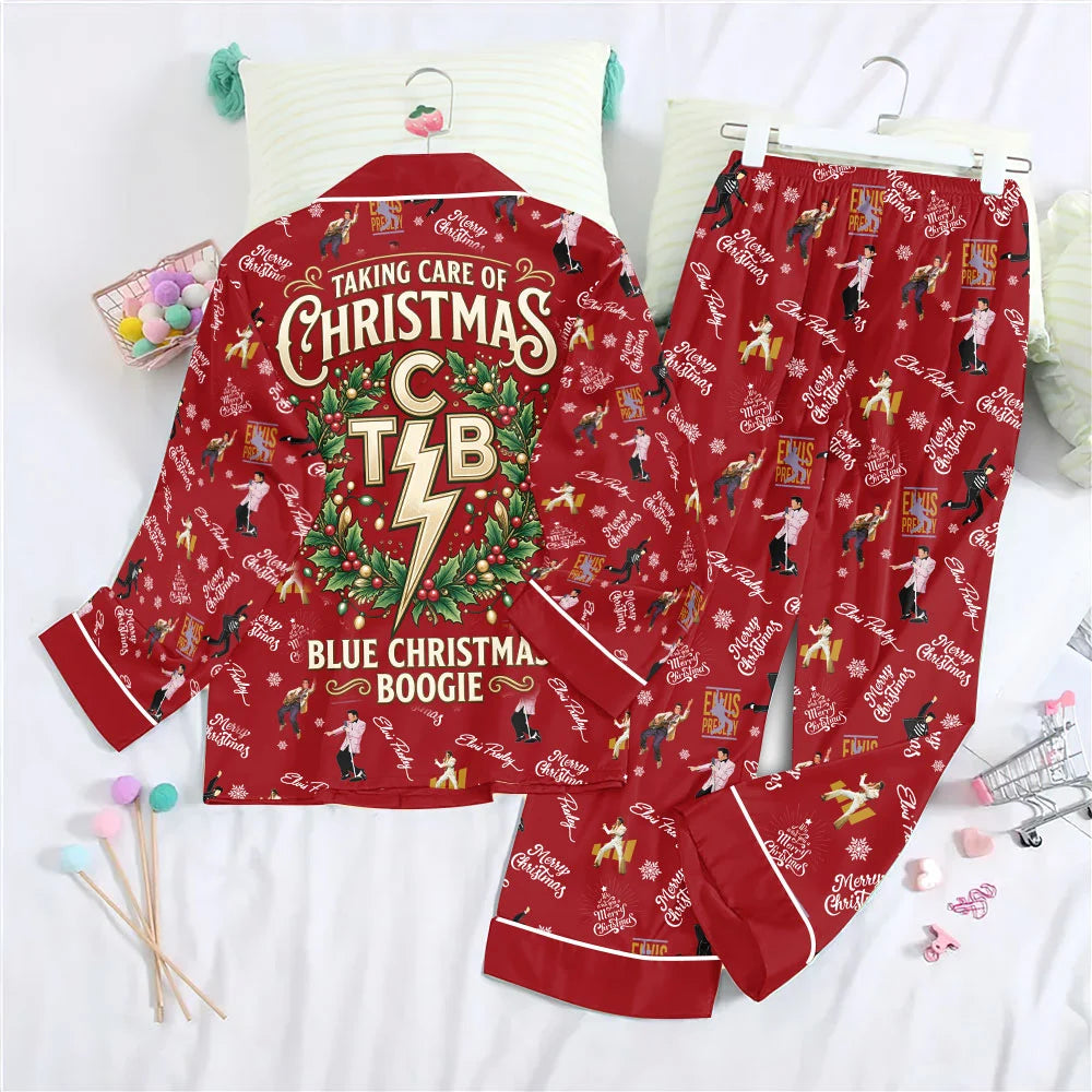 Elvis Presley Satin Pajama Set with Piping – TMTHU9110