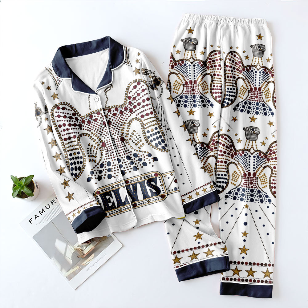 Elvis Presley Satin Pajama Set with Piping – TMTHU7985